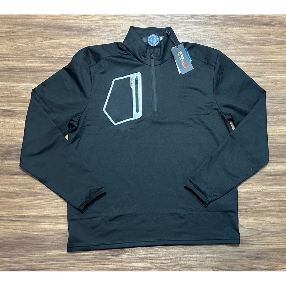 RLX Ralph Lauren Driver Luxury Black Quarter Zip Pullover Wicking Golf Men Sz L